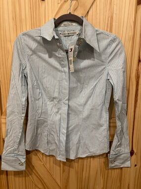 Tommy Hilfiger Blue and White Pinstripe Dress Shirt